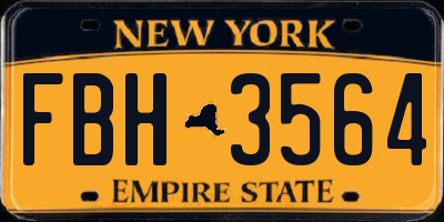 NY license plate FBH3564