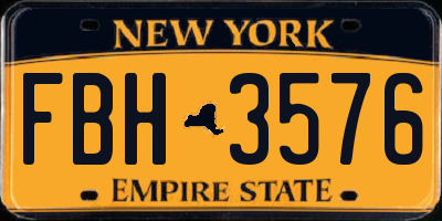 NY license plate FBH3576