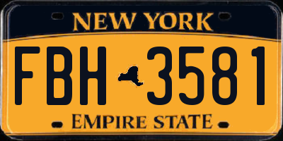 NY license plate FBH3581