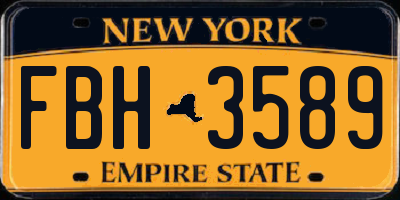 NY license plate FBH3589