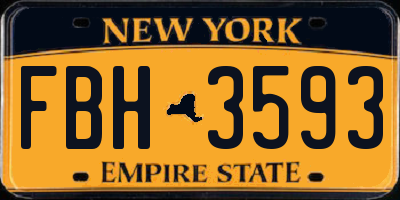 NY license plate FBH3593
