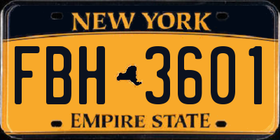 NY license plate FBH3601