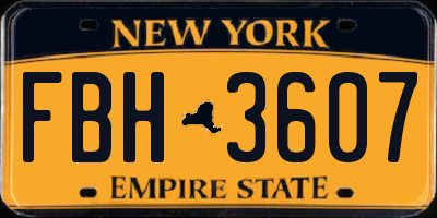 NY license plate FBH3607