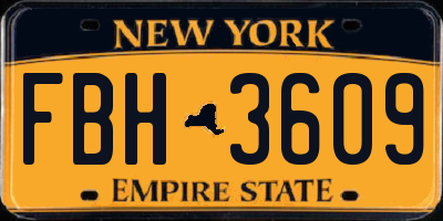 NY license plate FBH3609