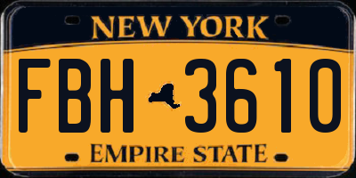 NY license plate FBH3610