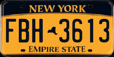 NY license plate FBH3613