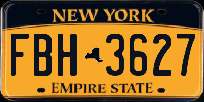 NY license plate FBH3627