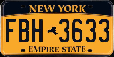 NY license plate FBH3633