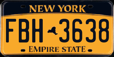 NY license plate FBH3638