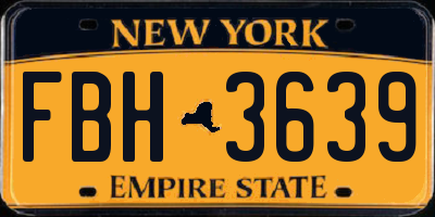NY license plate FBH3639