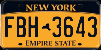NY license plate FBH3643