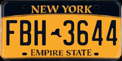 NY license plate FBH3644