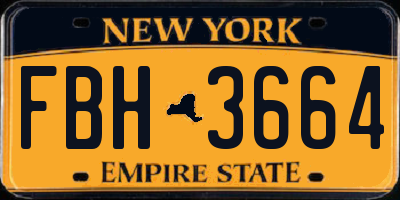 NY license plate FBH3664
