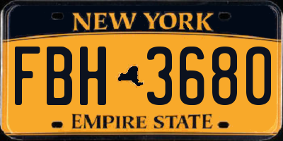 NY license plate FBH3680