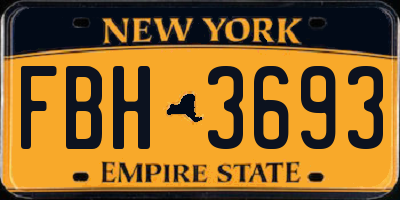 NY license plate FBH3693