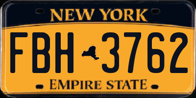NY license plate FBH3762