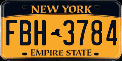 NY license plate FBH3784