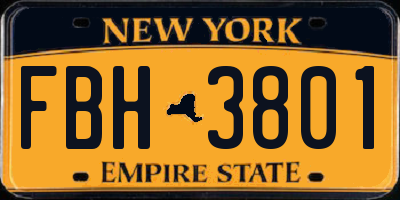 NY license plate FBH3801
