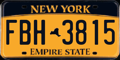 NY license plate FBH3815