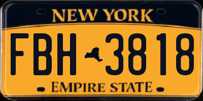 NY license plate FBH3818