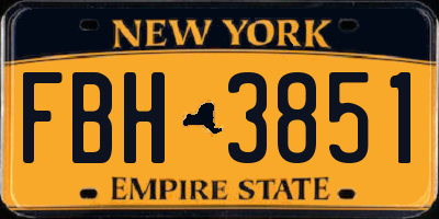 NY license plate FBH3851