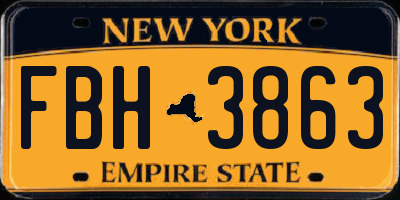NY license plate FBH3863