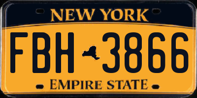 NY license plate FBH3866