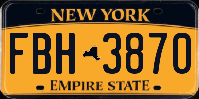 NY license plate FBH3870