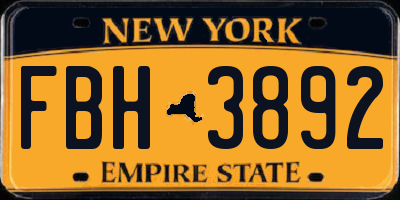 NY license plate FBH3892