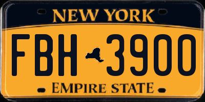 NY license plate FBH3900