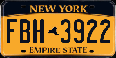 NY license plate FBH3922
