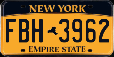 NY license plate FBH3962