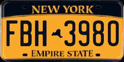 NY license plate FBH3980