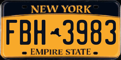 NY license plate FBH3983