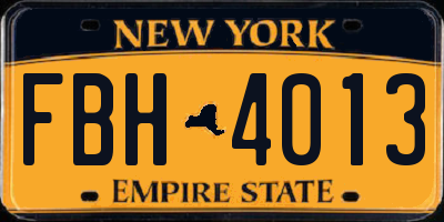 NY license plate FBH4013