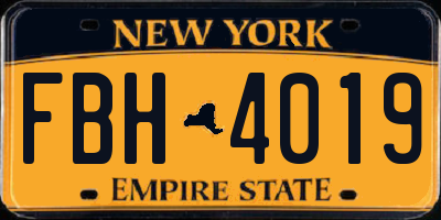 NY license plate FBH4019