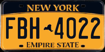 NY license plate FBH4022