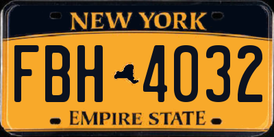NY license plate FBH4032