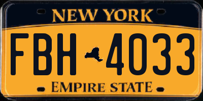 NY license plate FBH4033
