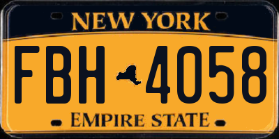 NY license plate FBH4058