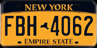 NY license plate FBH4062