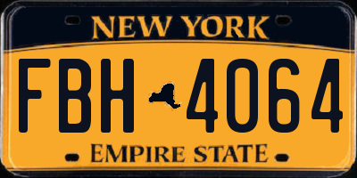 NY license plate FBH4064