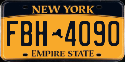 NY license plate FBH4090