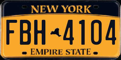 NY license plate FBH4104