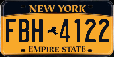 NY license plate FBH4122