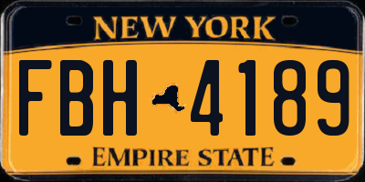 NY license plate FBH4189