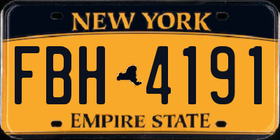 NY license plate FBH4191