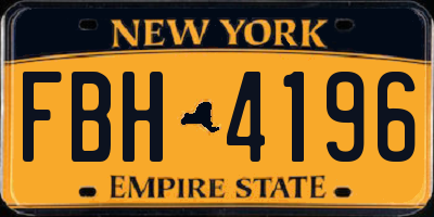 NY license plate FBH4196