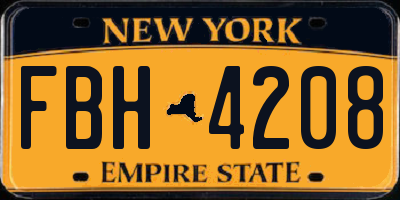 NY license plate FBH4208