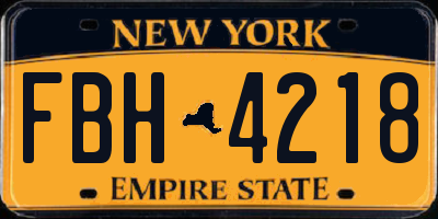 NY license plate FBH4218